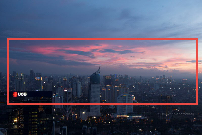 foto sunset cityscape bank bni, uob dan menara bca 2