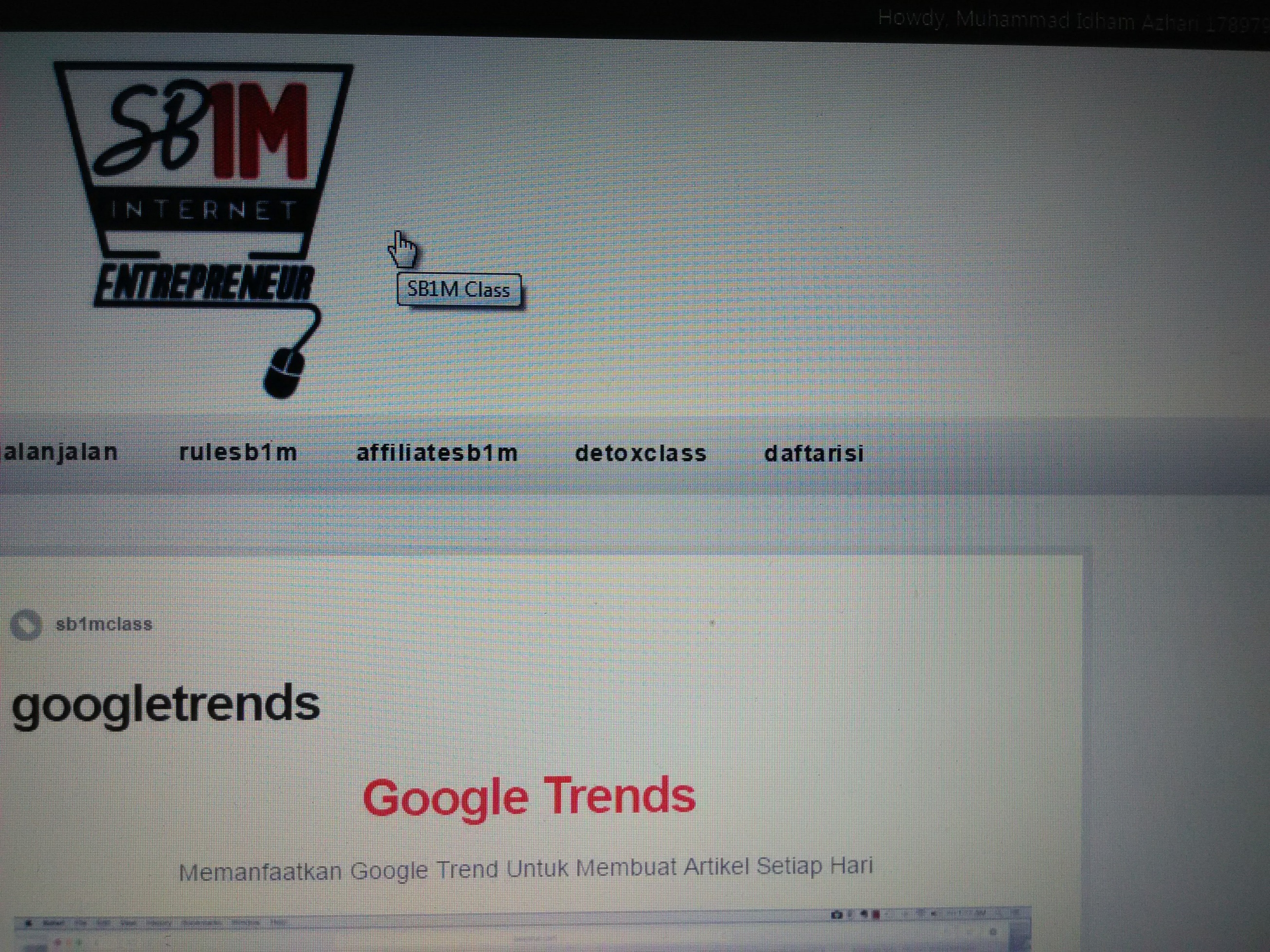 Materi Sekolah Bisnis Online SB1M Google Trends