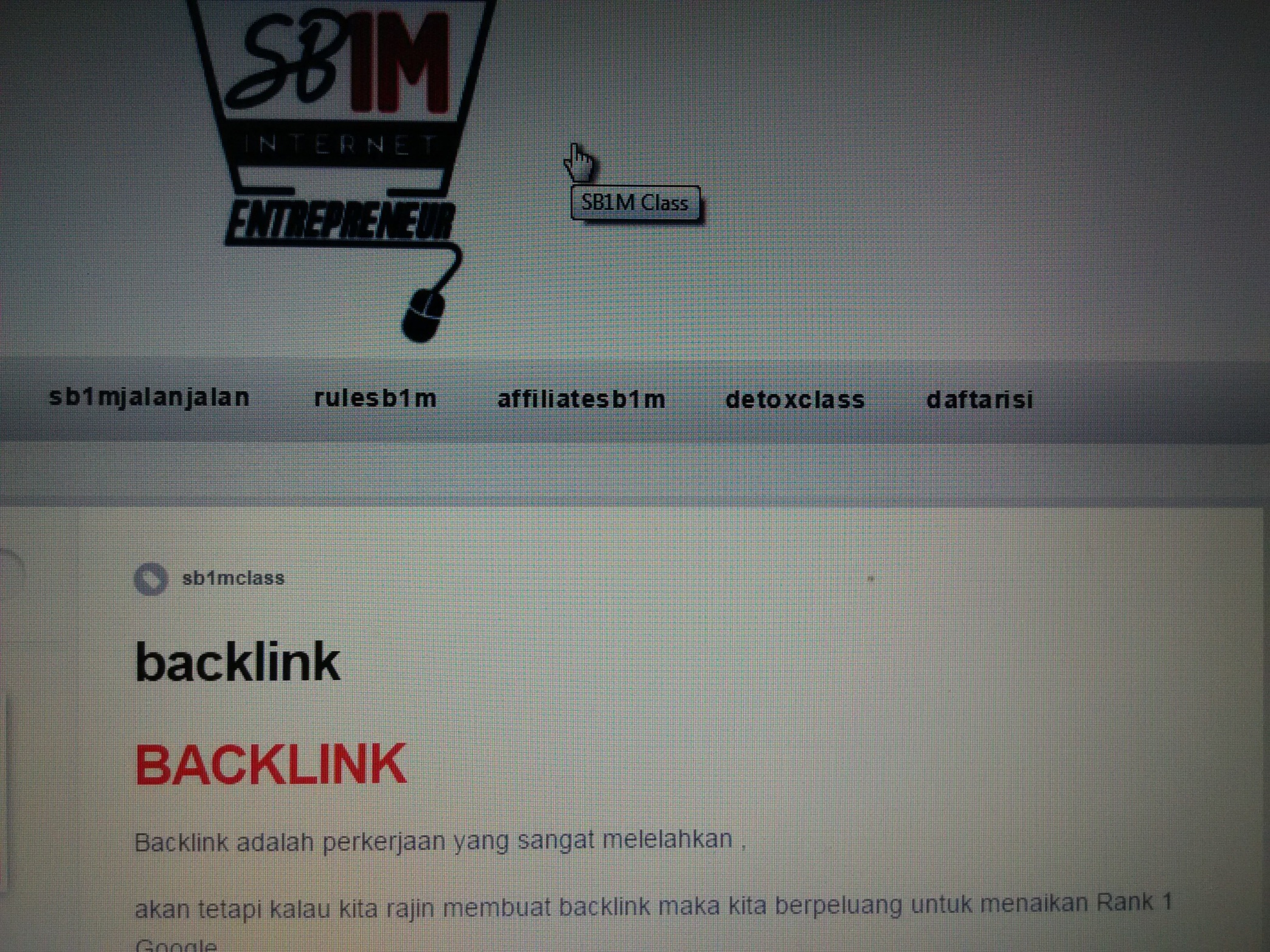 Materi Training Internet Marketing SB1M Backlink